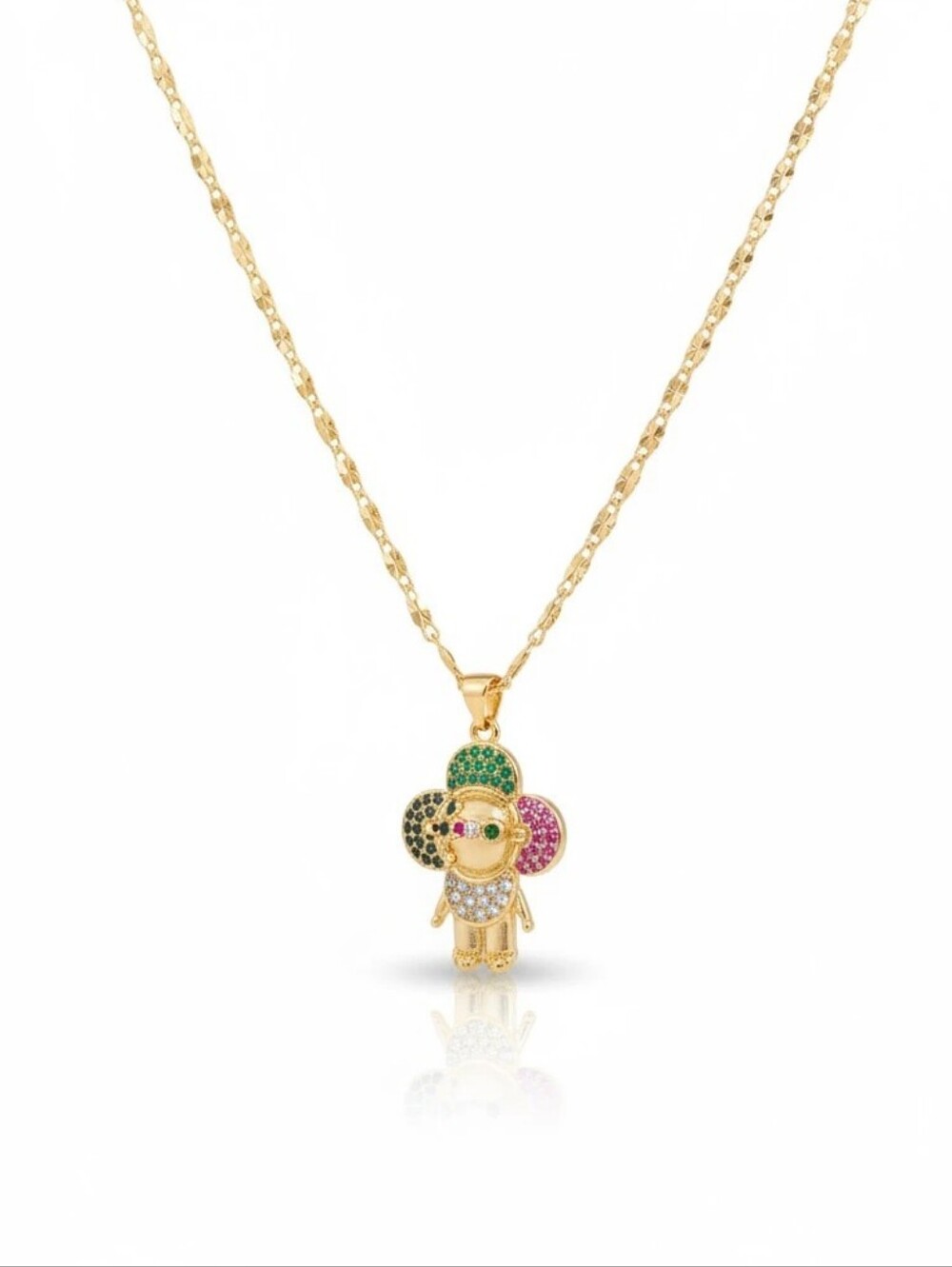 Multicolor Vivi Crystal Pendant On 18" Gold Plated Necklace